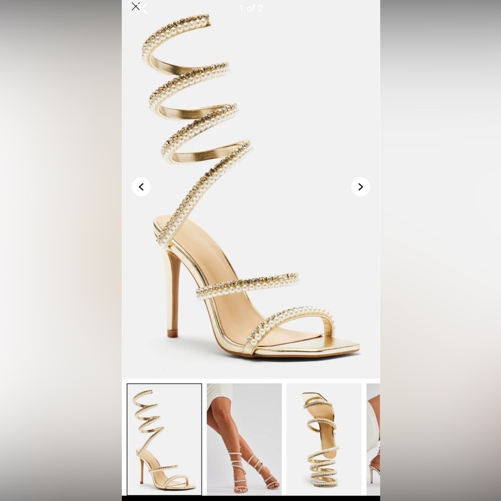 Elegant Gold Spiral Heels with Rhinestones